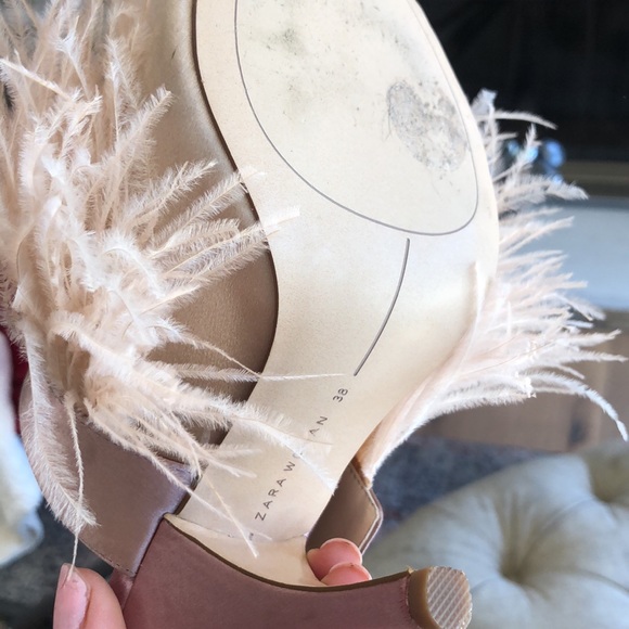 Super RARE! Zara High Heel Mules Feathers, Broach - Picture 5 of 7